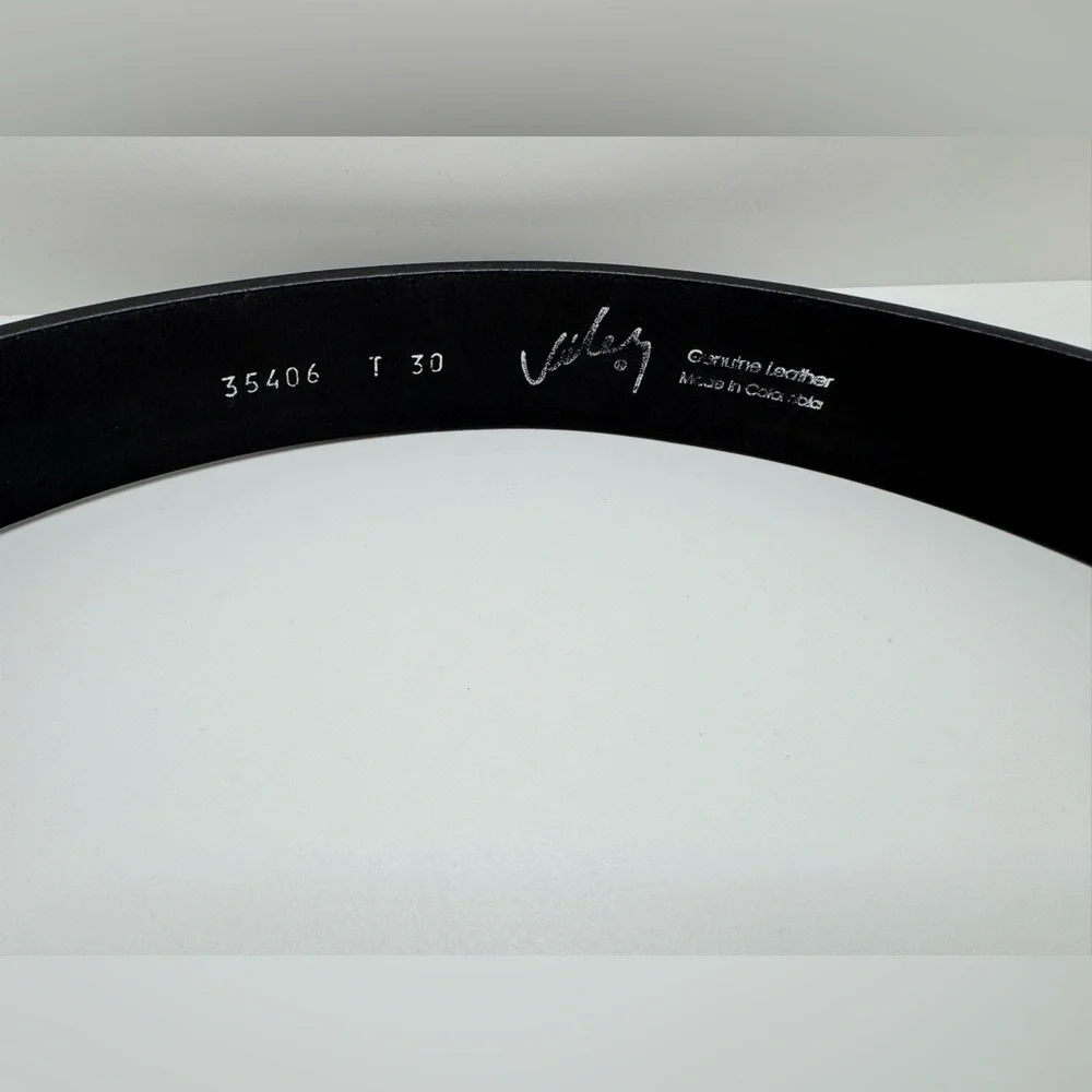VELEZ COLLECTION GENIUNE LEATHER MEN'S BELT SILVER‎ BUCKLE